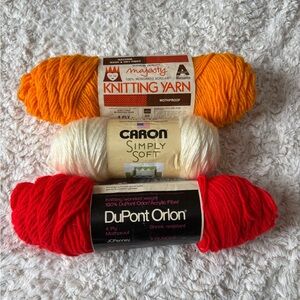 Orange, Off White, and Scarlet Yarn Lot